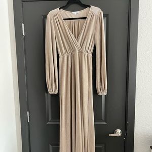Baltic Born Venus Gold Pleated Maxi Dress